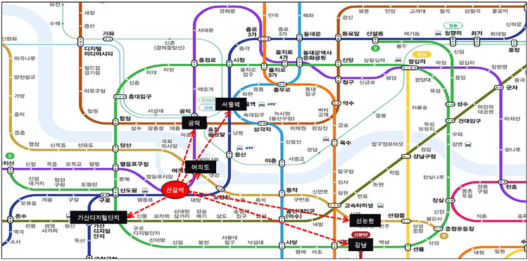 여의도 더리브스타일 신길역교통노선도